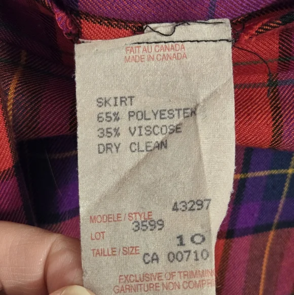 Joseph Ribkoff Vintage Plaid Red and Purple Women's Blazer and Skirt Set Size 10 - Picture 11 of 12